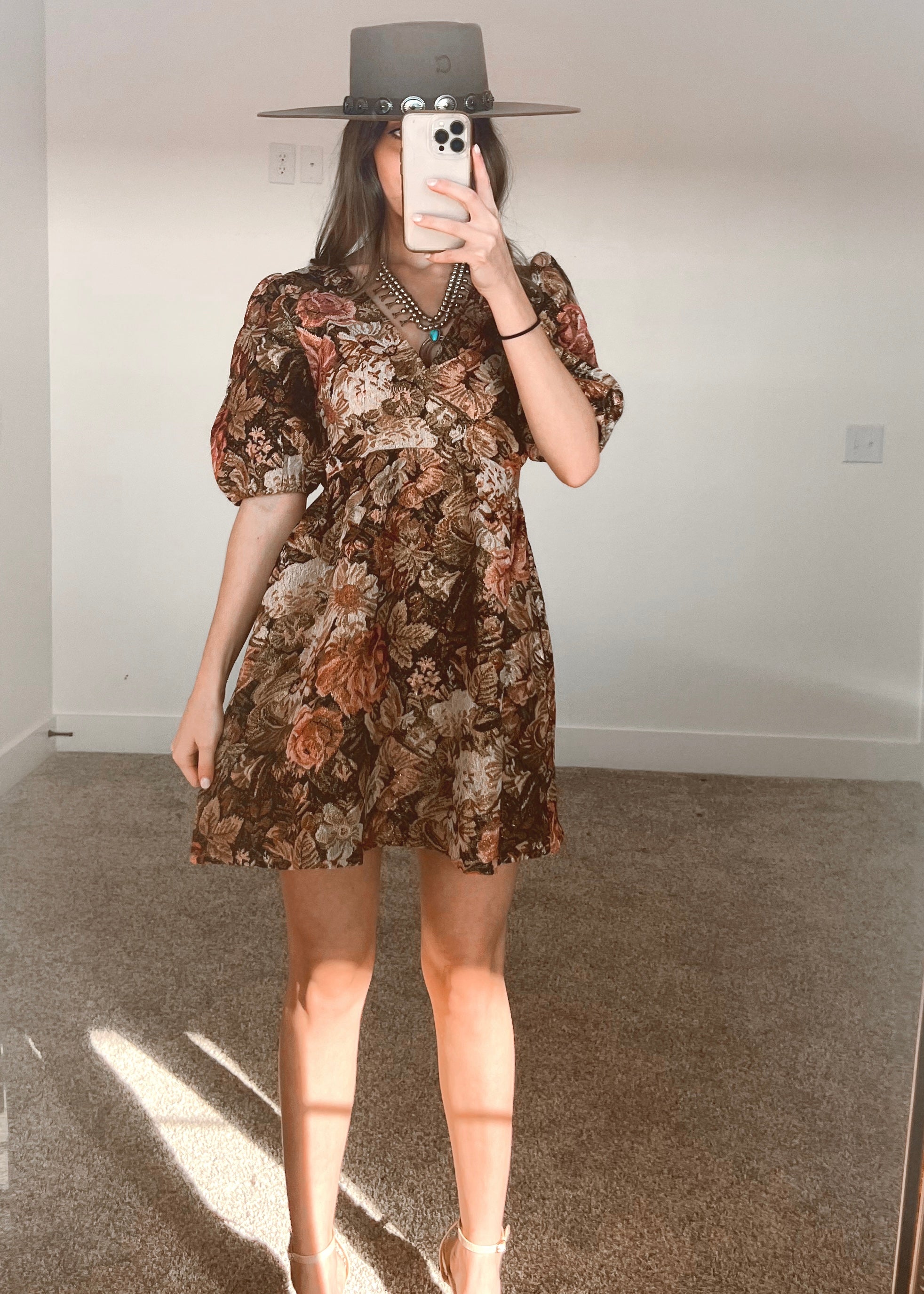 Brown Multi Floral Mini Dress – West Boutique, LLC